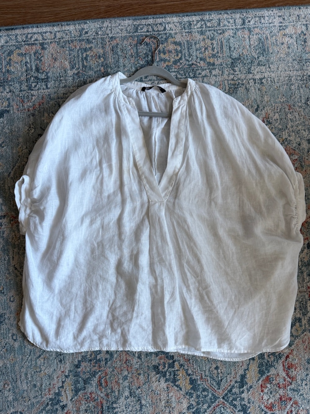 Zara White V-Neck Linen Tunic